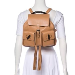 Gucci Tan Leather Bamboo Tassel Backpack